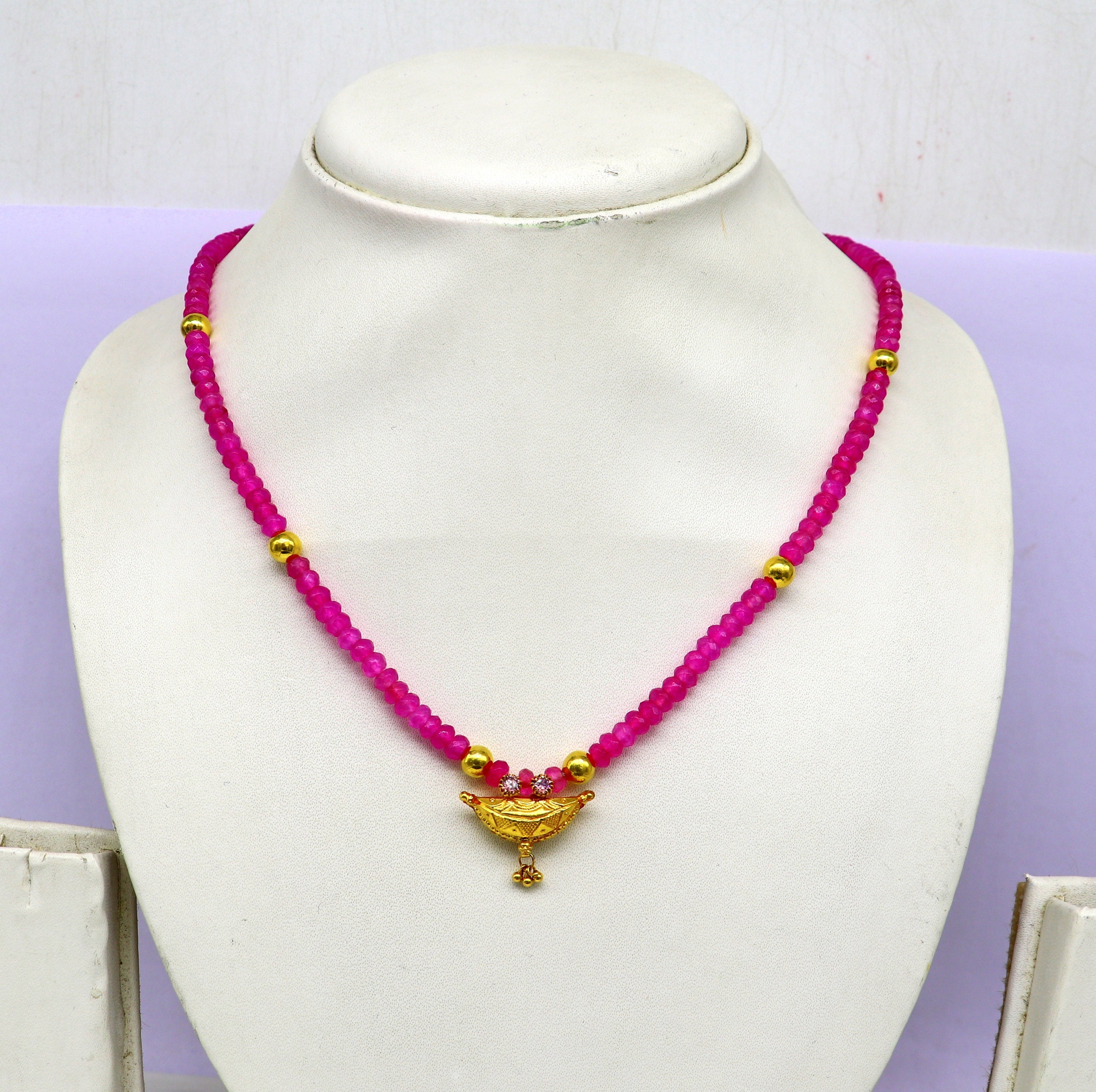 Rosaria Varra Pink Sapphire Bead and Diamond Necklace - ROSARIA VARRA FINE  JEWELRY